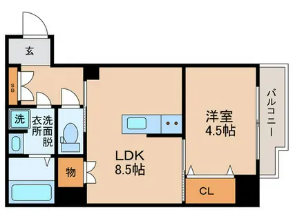 南堀江アパ-トメントグランデ(1LDK/8階)の間取り写真