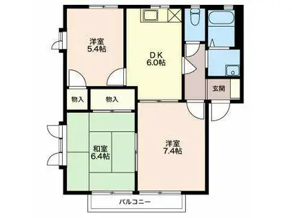 パストラルハイムC棟(3DK/2階)の間取り写真