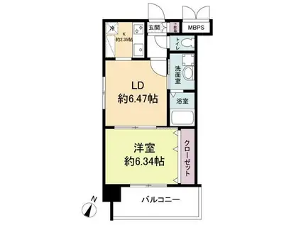 レジディア天神(1LDK/12階)の間取り写真