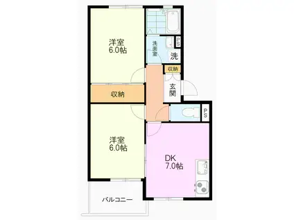 MH小平(2DK/1階)の間取り写真