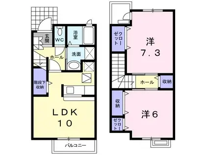 メゾンラルゴB(2LDK/1階)の間取り写真