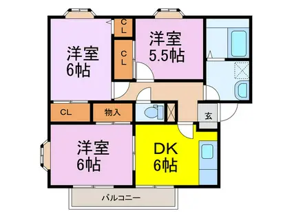 プランタン小島(3DK/2階)の間取り写真