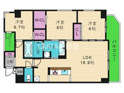DSハウス上九(3LDK/2階)の間取り写真