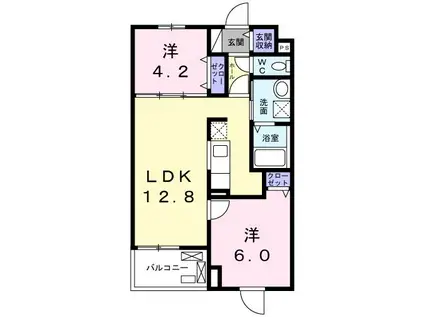 ピュアコートVI(2LDK/5階)の間取り写真