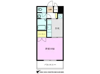 東武東上線 朝霞駅 徒歩1分 8階建 築23年(1DK/6階)の間取り写真