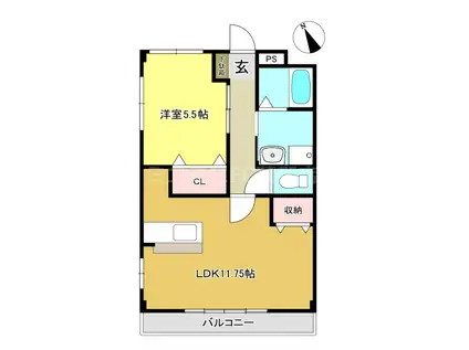 ミユキ一ノ坪(1LDK/2階)の間取り写真