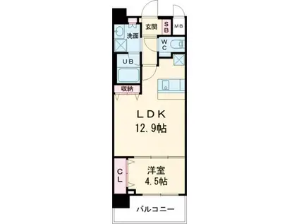 スプランティッド中百舌鳥(1LDK/7階)の間取り写真