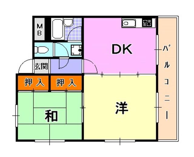 初崎マンション(2DK/2階)の間取り写真