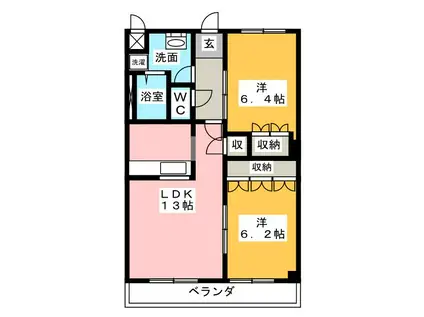 リュミエール A棟(2LDK/2階)の間取り写真