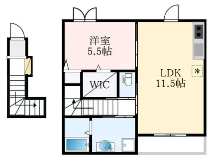 メゾンドリュンヌ(1LDK/2階)の間取り写真