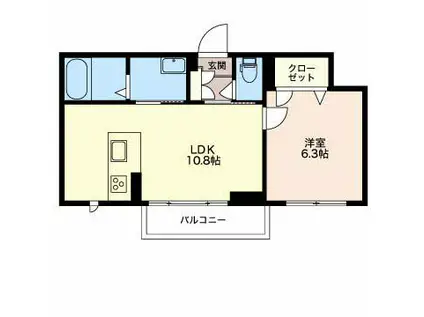 SKY MAISON(1LDK/2階)の間取り写真