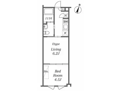 ユーレジデンス音羽(1LK/2階)の間取り写真