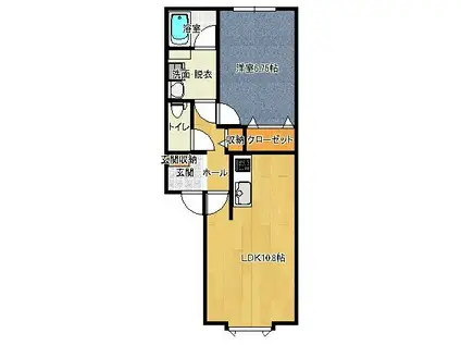 ONLYワンIII(1LDK/1階)の間取り写真