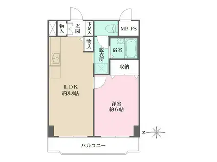 シェソワ百人町(1LDK/2階)の間取り写真