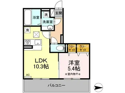 D-ROOM紅雲町C(1LDK/2階)の間取り写真
