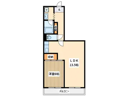 姿台スカイハイツ A棟(1LDK/6階)の間取り写真