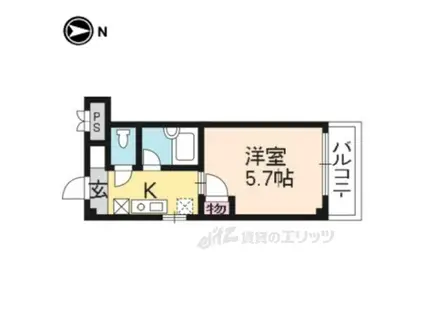 エクシード西院Ⅱ(1K/1階)の間取り写真