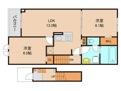 フィエルテ(2LDK/2階)の間取り写真