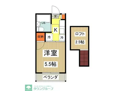 AM HOUSE(1K/2階)の間取り写真