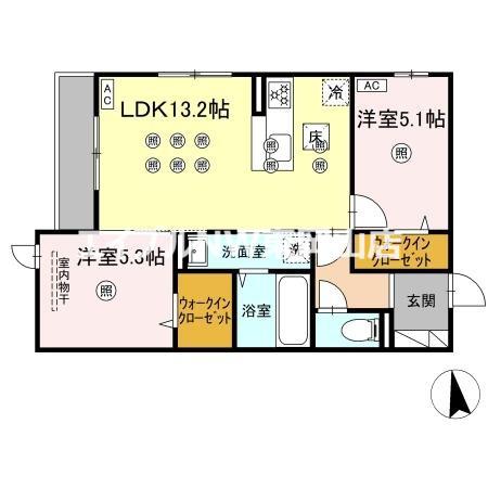 アネックスV(2LDK/1階)の間取り写真