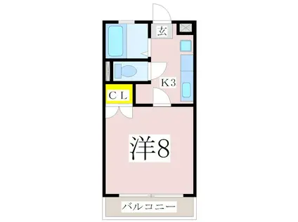 TWINビル(1K/4階)の間取り写真