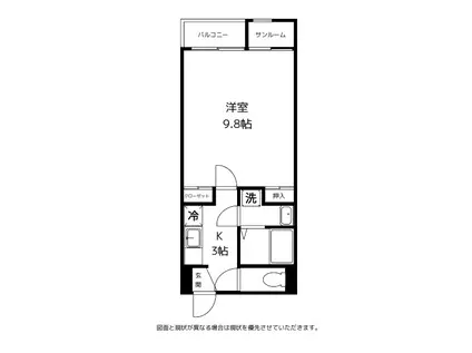 CALME(1K/2階)の間取り写真
