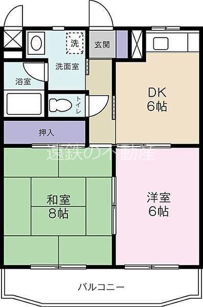 グリーンハイツ下俣南(2DK/1階)の間取り写真