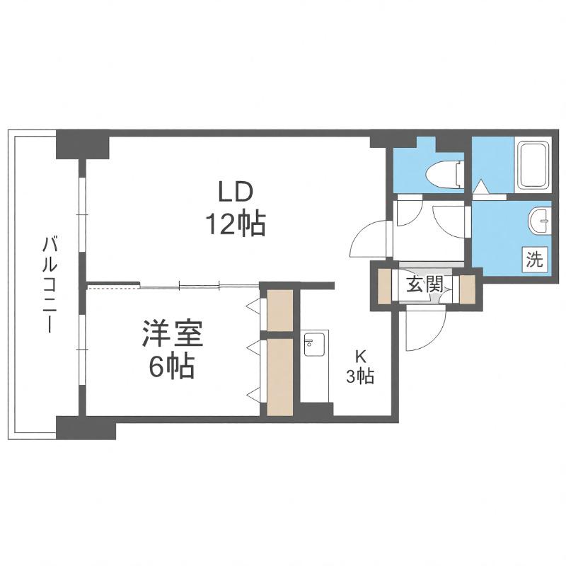 ティアラタワー中島倶楽部(1LDK/22階)の間取り写真