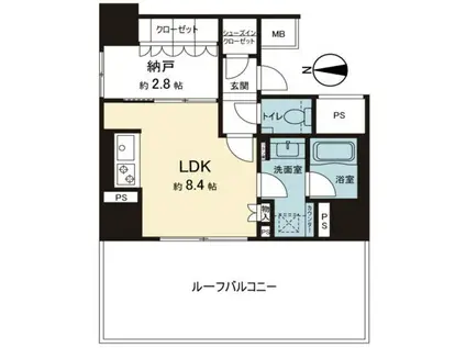 ザ・パークハウス新宿柏木(ワンルーム/6階)の間取り写真