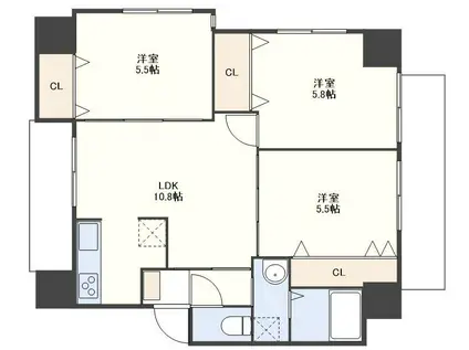 メゾン・ド・エイト(3LDK/7階)の間取り写真