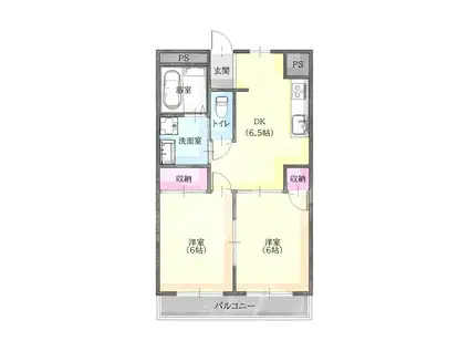 ベルジーク北浜(2DK/4階)の間取り写真