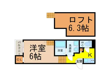 アイビー北原(1K/2階)の間取り写真