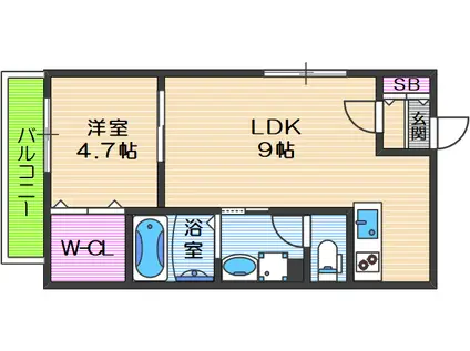 エトワール阿倍野(1LDK/3階)の間取り写真