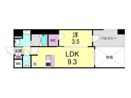 プレサンス堺筋本町ディスティニー(1LDK/10階)の間取り写真