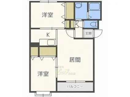 ラピスマリエール(2LDK/2階)の間取り写真
