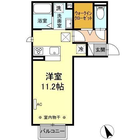 エスポワールII(ワンルーム/1階)の間取り写真