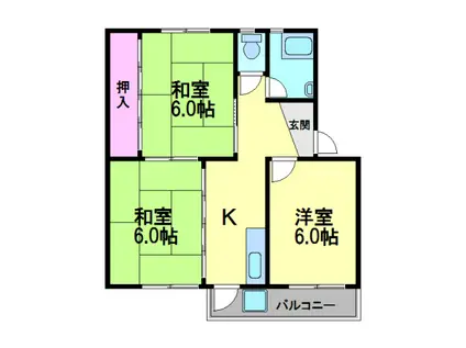 川西松ヶ丘団地3号棟(3K/3階)の間取り写真