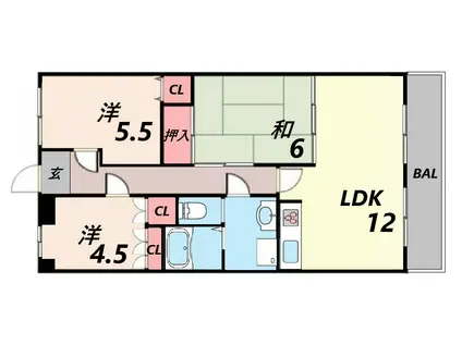 プラティーク英賀保(3LDK/3階)の間取り写真