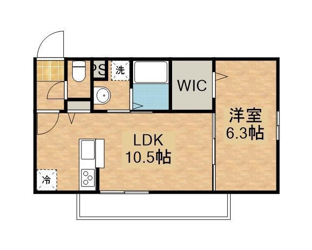 HONULEA仙北(1LDK/1階)の間取り写真