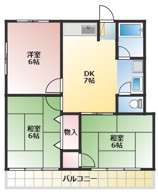 エルミタージュII(3DK/2階)の間取り写真