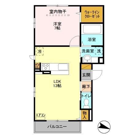 プリマベーラB(1LDK/1階)の間取り写真