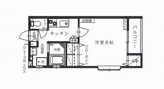 オーシャン高田(1K/2階)の間取り写真