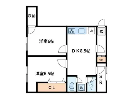 第2ソエダビル(2DK/3階)の間取り写真