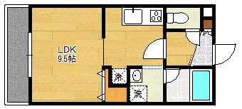パークコート恵み野(1K/4階)の間取り写真