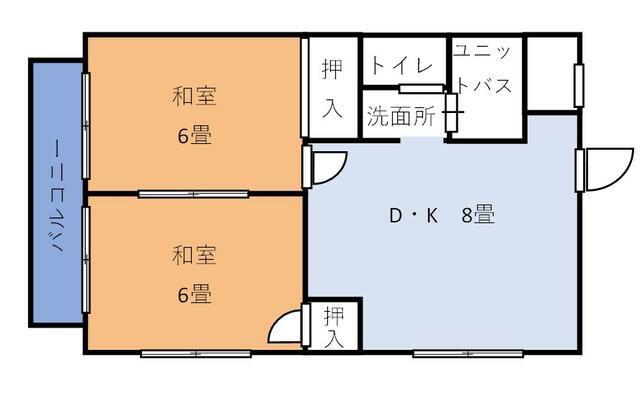安井ビル(2DK/1階)の間取り写真