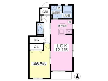 ラフィーネ朝日E(1LDK/1階)の間取り写真