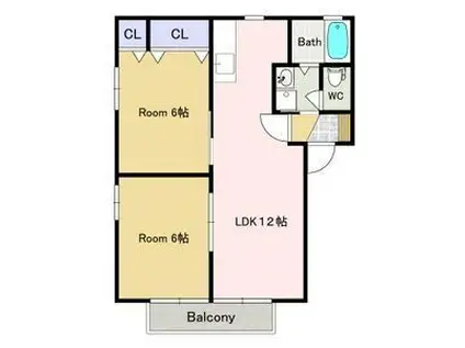 湘南新宿ライン宇須 石橋駅(栃木) 徒歩15分 2階建 築25年(2LDK/2階)の間取り写真