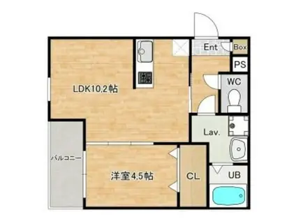 ジーメゾン泉大津エヴァース(1LDK/2階)の間取り写真