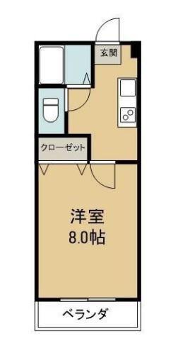 シャンポールI(1K/2階)の間取り写真