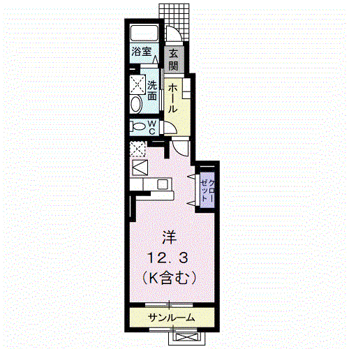 ブリーゼ元町II(ワンルーム/1階)の間取り写真
